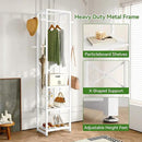 IBUYKE Coat Rack with Shelves, Freestanding Hall Tree with 3 Shelves and 8 Hooks, Industrial Clothes Stand for Entryway, Hallway, Bedroom, White UTMJ088W by CozyNest Decor