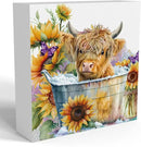 Highland Cow Funny Bathroom Decor, Highland Cow Gifts, Highland Cow Decor,Highland Cow Nursery Decor,Wooden Box Decor Sign for Home Farmhouse Office Living Room Table Shelf Tiered Desk by CozyNest Decor