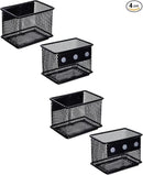 dedoot 4 Pack Magnetic Pen Holder, 3.45x2.3x2.6inch Magnetic Basket Locker Organizer Metal Mesh Pencil Memo Holder for Whiteboard, Fridge, Desk, Offices by CozyNest Decor
