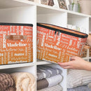 Custom Storage Basket with Name, Personalized Storage Bins with Zipper Lid, Foldable Fabric Storage Box Large capacity with Handle Orange by TinyTreasures Baby Boutique