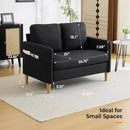 VINGLI 47" Small Couch, Linen Loveseat Sofa Black Mini Couch Mid Century Modern Decor Love Seat for Small Spaces Living Room, Bedroom, Play Room by CozyNest Decor