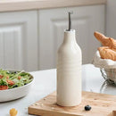 famiware Jupiter 16oz Ceramic Olive Oil Dispenser Bottle, 1 Piece Oil Dispenser for Kitchen with Stainless Steel Pourers, Suitable for Storage Vinegar, Soy Sauce, Coffee Syrup, Vanilla White by CozyNest Decor