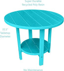 Phat Tommy Round Poly Resin Outdoor Patio Dining Table, All Weather Poly Patio Outdoor Furniture, Teal by GreenHaven Gardens