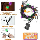 [8 Modes & Timer] 6 Ft Halloween Willow Vine Twig Decor Garland with Bats Pumpkins Spiders Lights, 54 LED Battery Operated Halloween Lights for Indoor Home Mantle Fireplace Decor by CozyNest Decor