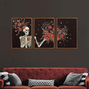 KAIRNE Gothic Skull Wall Art,Halloween Skeleton Canvas Set of 3(16”x24”),Scary Skull Painting,Horror Floral Botanical Prints,Romantic Spooky Halloween Wall Art for Living Room Bedroom Goth Party Decor by CozyNest Decor
