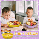 Nuogo 2 Pcs Stainless Steel Baby Suction Plates with Removable Silicone Shell 2-in-1 Metal Toddler Bowl Divided for Picky Eaters Kid Feeding Led Weaning Supply, Dishwasher Safe (Yellow,Purple) by TinyTreasures Baby Boutique