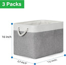 Bidtakay Large Storage Baskets for Organizing 3-Pack Fabric Closet Organizers Storage Bins with Handles 16x11.8x11.8 In Collapsible Baskets for Shelves Cloth Home Organization L-White&Grey by TinyTreasures Baby Boutique
