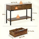 Bme Millie Farmhouse Solid Wood Console Table with 2 Drawers & Storage Shelves, 43" Boho Sofa Table for Entryway, Hallway, Living Room, Rustic Chestnut by CozyNest Decor