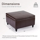 HUIMO Square Leather Storage Ottoman,Ottoman Coffee Table with Storage for Living Room (Brown) by CozyNest Decor