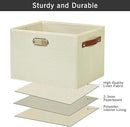 Large 3-Pack Foldable Fabric Storage Bins with Durable PU & Metal Handles , Collapsible Storage Baskets for Shelves, Home Storage, Closet Organizers, Living Room(14.9"x9.8"x9.8", Beige) by CozyNest Decor