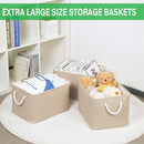 Bidtakay Large Storage Baskets for Shelves 3 Pack Fabric Storage Bins for Organizing Linen Collapsible Organizer for Closet-Flaxen by TinyTreasures Baby Boutique