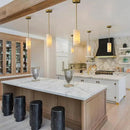 Alabaster Pendant Light Kitchen Island, H-9.5in Brass Pendant Light Fixtures with Natural Marble Shade, Adjustable Ceiling Pendant for Dining Room, Living Room, Bedroom & Bathroom by CozyNest Decor