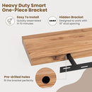 Floating Shelves for Wall Decor, Rustic Solid Elm Wood Live Edge Floating Shelves Wall Mounted, Wall Shelves with Invisible Bracket for Living Room Bathroom Bedroom Kitchen, 24 Inch Set of 2, Natural by CozyNest Decor