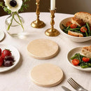 Beige Natural Travertine Marble Coasters Set of 4, Round 4 Inch Diameter Drink Marble Coasters for Housewarming Gifts, Anniversaries, Office Decorations Protect Tables from Stains & Scratches by CozyNest Decor