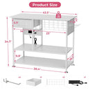 Large Heat Press Table With Charging Station, Movable Workbench For Diy Sublimation - White