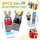 Baby Toys 0-6 Months,High Contrast Baby Toys for Newborn, 8 Pcs, Animal Wrist & Foot Rattles Socks Set, Sensory Rattle Toys for 0-12 Months, Babies Boy Girl Gifts by TinyTreasures Baby Boutique