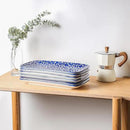 Selamica Ceramic Serving Platters, 12 Inch Serving Trays for Party Entertaining, Large Rectangular Serving Plates for Food, Set of 6, Vintage Blue by CozyNest Decor