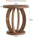 Tribesigns End Table, Round Side Table with Storage, Farmhouse Nightstand Bedside with Round Tabletop, Accent End Table for Living Room Bedroom Small Space, Wooden Accent Furniture (2, Brown) by CozyNest Decor