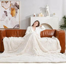Cozy Bliss Checkered White Large Faux Rabbit Fur Twin Bed Blanket, Soft Fuzzy Fluffy Minky Cream Furry Blankets for Couch, Bed, Adults (60 * 80 Inches Ivory) by CozyNest Decor