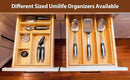 Umilife Drawer Organizer Storage Boxes, 2.5" High Bamboo Drawer Dividers, 3 Rearrangeable Bins for Kitchen, Office Desktop, Clothing, Makeup, vanity, Jewelry by CozyNest Decor