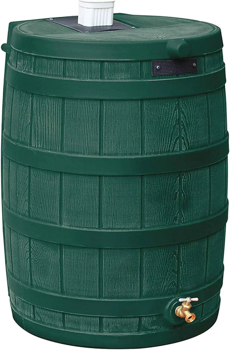 Good Ideas Rain Wizard Water Storage Premium Quality Collection Barrel with Brass Spigot, Safety Screen, and 50 Gallon Capacity, Green (2 Pack), photo 2 of 6