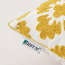 HWY 50 Mustard Yellow Decorative Throw Pillow Covers 18x18 Inch, Pack of 2 Embroidered Cotton Farmhouse Cushion Cover Pillow Case for Sofa Couch Living Room Bed Bedroon, Geometric Diamond Floral by CozyNest Decor