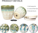 6 Inch + 5 Inch Ceramic Planter with Drainage Hole and Saucer for Plants, Indoor-Outdoor Round Succulent Orchid Garden Flower Pot - Set of 2 by GreenHaven Gardens