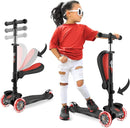 Hurtle 3-Wheeled Scooter for Kids - Wheel LED Lights, Adjustable Lean-to-Steer Handlebar, and Foldable Seat - Sit or Stand Ride with Brake for Boys and Girls Ages 1-14 Years Old by TinyTreasures Baby Boutique