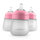 Nanobebe Flexy Silicone Baby Bottle, Anti-Colic, Natural Feel, Non-Collapsing Nipple, Non-Tip Stable Base, Easy to Clean, 3-Pack, Pink, 9oz by TinyTreasures Baby Boutique