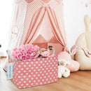 LANGYASHAN Rectangular Storage Bin Collapse Canvas Fabric Cartoon Storage Basket with Handles for Organizing Home Kitchen Boys and Girls Toys Office Closet Shelf Baskets (Rec pink heart) by TinyTreasures Baby Boutique