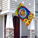 FLAGWIX Sunflower Hippie Peace Flags - Summer Flag Decorations For Home, Outside, House Flag (30 x 40) - USA House Garden Flags, Hippie Peace House Flag, Premium Polyester - Decorative Outdoor Flags by GreenHaven Gardens