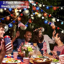4th of July Decorations 9.85FT Red White and Blue Star String Lights Pom Pom Star Lights Battery Operated with Timer Fairy Lights for Independence Day Memorial Patriotic Fourth of July Decor for Home by CozyNest Decor