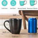 vicrays Coffee Mug Set, 12 Ounce, Ceramic Mug for Men, Women, Unique Glazed Mugs with Handle for Coffee, Tea, Milk, Cocoa, Cereal - Set of 6 Black by CozyNest Decor