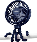 Stroller Fan Clip on for Baby, 4000mAh Rechargeable Battery Operated, Flexible Tripod, 3 Wind Speed, 360° Rotatable, Small Cooling Portable Fan for Car Seat Crib Golf Cart Treadmill, Navy Blue by TinyTreasures Baby Boutique
