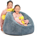 N&V Small Bean Bag Chair for Kids, Children Mini Bean Bag Sack, Foam Filling, Includes Removable and Machine Washable Cover, 27in, Soft Faux Fur (Blue) by TinyTreasures Baby Boutique