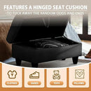 Ottoman Rectangular Storage Ottoman Bench, Flannel Footrest Stool Footstool with Lid for Living Room, Bedroom, Entryway, Black, 28.5"x19"x17.5" by CozyNest Decor