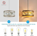 XINGQI Modern Ceiling Light Adjustable Height Pendant Lighting Fixture Brushed Nickel Wood Grain Metal 13" Rustic Round Lights for Dining Room Kitchen Bedroom Foyer Hallway by CozyNest Decor