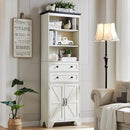 72" Tall Bathroom Storage Cabinet, Farmhouse Storage Cabinet with 2 Drawers, Adjustable Shelves & Barn Door, Cabinet for Bathroom, Living Room, Kitchen, Off White by CozyNest Decor