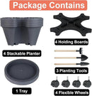 Vertical Planter 4 Tier Stackable Planters Garden Planters Strawberry Herb Flower and Vegetable Planter Indoor Outdoor Gardening Pots with Removable Wheels and Tools by GreenHaven Gardens