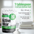 Rockin' Green Laundry Detergent, Plant based, All Natural Laundry Detergent Powder, Vegan and Biodegradable Odor Fighter, Safe for Sensitive Skin (Active Wear 90 Loads - Unscented) by TinyTreasures Baby Boutique