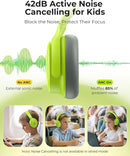 seenda Kids Wireless Active Noise Cancelling Headphones, 60H Playtime, Safe Volume (74/85/94dB), Bluetooth 5.4, Type-C Foldable Headphones with Mic for School, iPad, Airplane, Travel, Green by TinyTreasures Baby Boutique