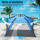 WhiteFang Deluxe Pop Up Beach Tent Sun Shade Shelter for 3-4/5-6 Person, UV Protection, Extendable Floor with 3 Ventilating Windows Plus Carrying Bag, Stakes, and Guy Lines by TinyTreasures Baby Boutique