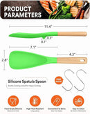Cooking Spoon for Nonstick Cookwares, Great for Cooking and Serving Sturdy BPA-Free Matte Silicone, Wood Handle Spoon for Mixing, Scoop, and Scrape (AGR, 11.4 inch) by CozyNest Decor