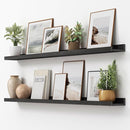 Picture Ledge Shelf, Floating Shelves Set of 2, Solid Pine Wood 55'' Long Large Nursery Book Shelves for Toys Storage, Kids Bookshelf for Living Room Bedroom Decor Books Photo Frames, Black by TinyTreasures Baby Boutique