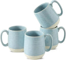 Hasense Ceramic Coffee Mugs Set of 4, 15 Oz Coffee Cup with Handle for Women and Men, Modern Large Latte Mugs for Cappuccino, Tea, Cocoa, Microwave Dishwasher Safe, Mother's Day Gifts, Light Blue by CozyNest Decor