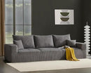 Boneless Cloud Couch Sofa for Living Room, 112" 3 Seater Grey Modern Lounge Sleeper Couch, No Assemble, Cordury Compression Upholstered Couches by CozyNest Decor