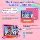 2025 Kids Tablet 10 inch Android 14 Tablets for Kid Octa-Core, 20GB+128GB (TF 1TB), Toddler Tablet with Shockproof Case, 2.4G+5G WiFi 6, Parental Control, Face Unlocked, Split Screen, BT5.0 (Rose Red) by TinyTreasures Baby Boutique