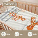 Custom Name Crib Bedding Set - Orange Sika Deer Pattern, Personalized Nursery Bedding 3-Piece Set– Soft Blanket, Fitted Sheet, Changing Pad Cover – for Newborns Girls Nursery Gifts by TinyTreasures Baby Boutique