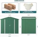 Gizoon Outdoor Storage Shed 8 x 6 FT, Galvanized Metal Garden Shed with Double Lockable Doors, Outdoor Storage Clearance for Backyard Patio Lawn-Green by GreenHaven Gardens