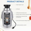 Powerful 1HP Stainless Steel Garbage Disposer, Dishwasher-Friendly and Continuous Feeding Waste Disposer, Grinding Material Four-Stage Grinding, Silver by CozyNest Decor